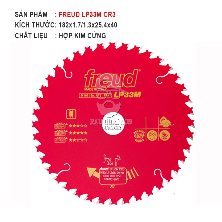 Lưỡi Cưa Gỗ Hợp Kim 182 x 25.4 mm x 40T Freud LP33M CR3 - Ảnh 4