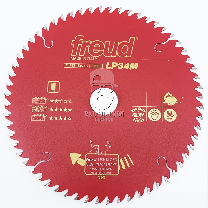 Lưỡi Cưa Gỗ Hợp Kim 182 x 25.4 mm x 60T Freud LP34M CR3 - Ảnh 3