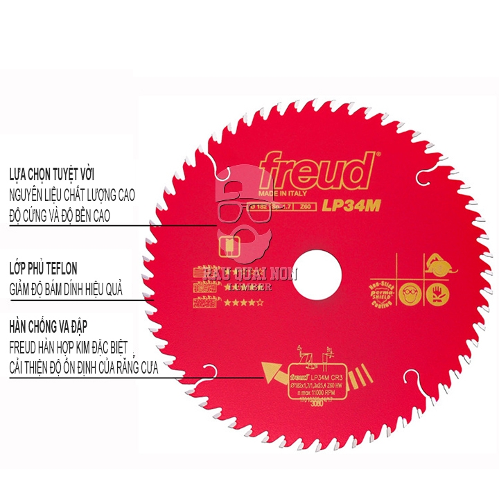 Lưỡi Cưa Gỗ Hợp Kim 182 x 25.4 mm x 60T Freud LP34M CR3 - Ảnh 5