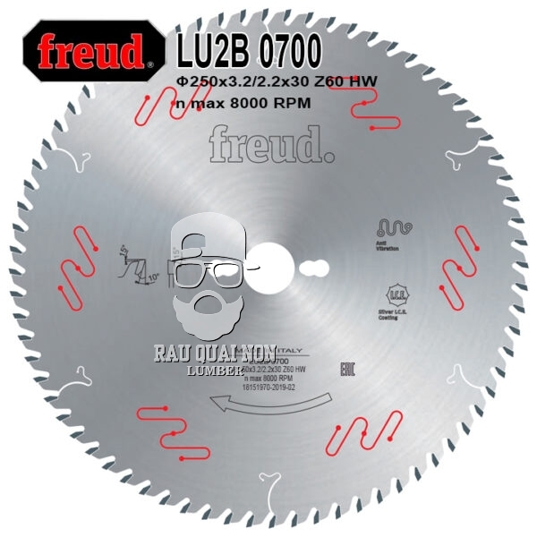 Lưỡi Cưa Gỗ Hợp Kim 250 x 30 mm x 60T Freud LU2B 0700