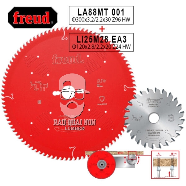 Combo Lưỡi Cưa Gỗ Hợp Kim Freud 300 x 300 x 96 T Freud Cho Cưa Bàn Trượt LA88MT 001 Và LI25M28 EA3