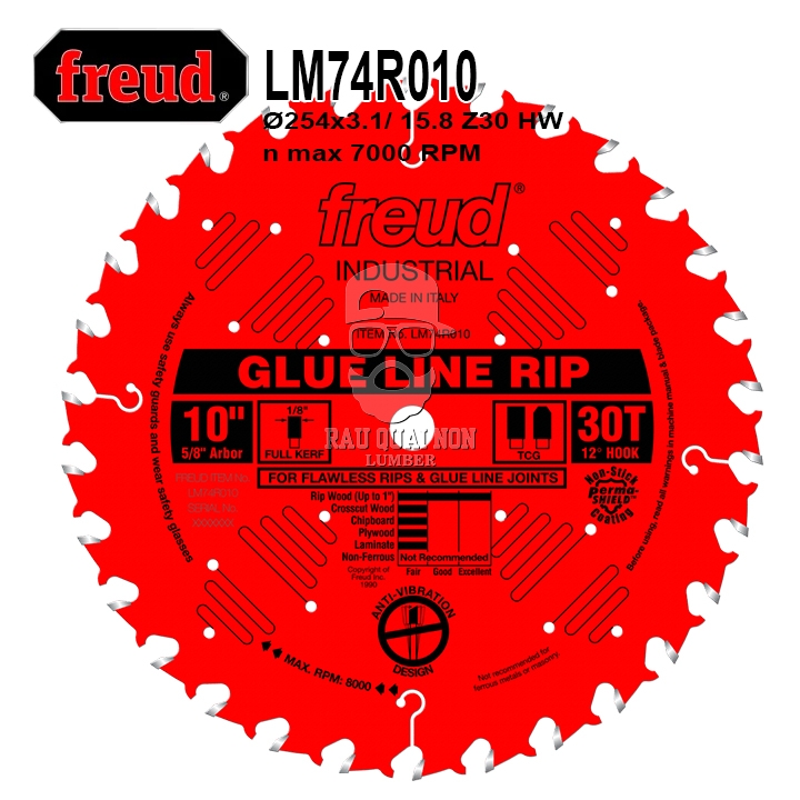 Lưỡi Cưa Gỗ Hợp Kim 250 x 16 mm x 30T Freud Industrial LM74R010