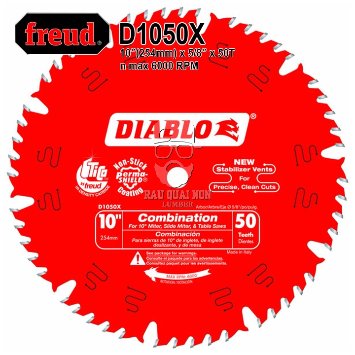 Lưỡi Cưa Gỗ Hợp Kim Diablo 250 x 16 mm x 50T Freud D1050X