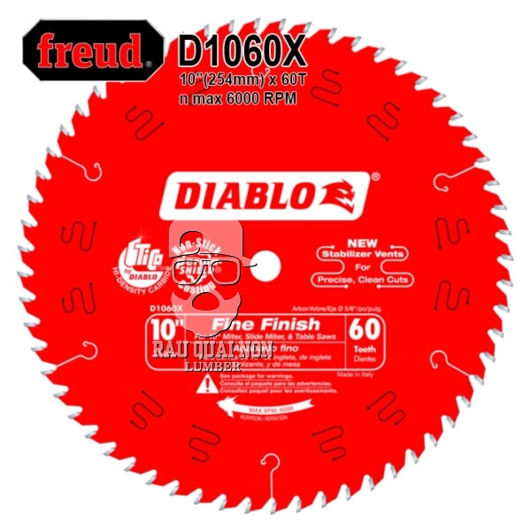 Lưỡi Cưa Gỗ Hợp Kim Diablo 250 x 16 mm x 60T Freud D1060X
