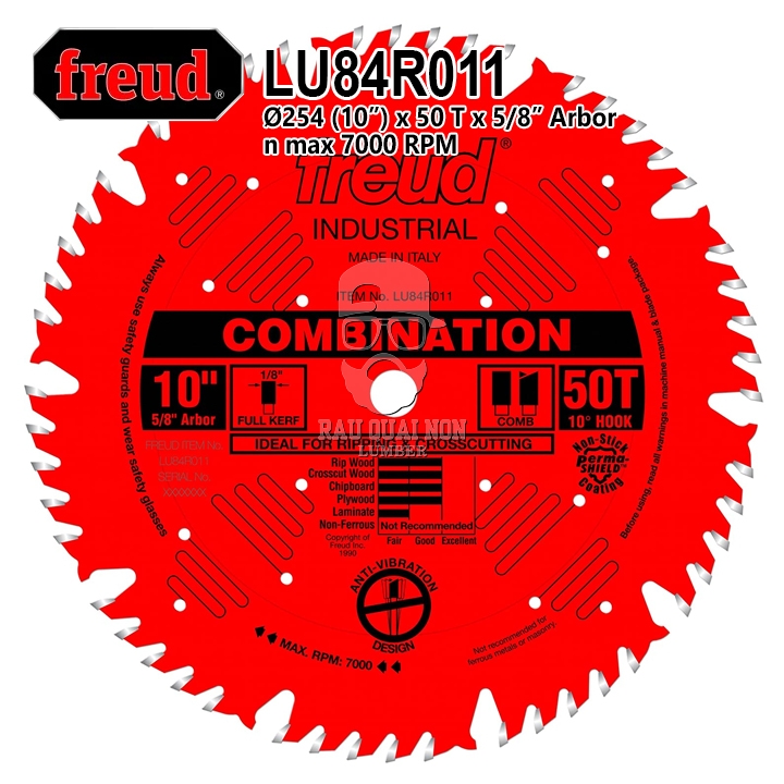 Lưỡi Cưa Gỗ Hợp Kim 250 x 16 mm x 50T Freud Industrial LU84R011