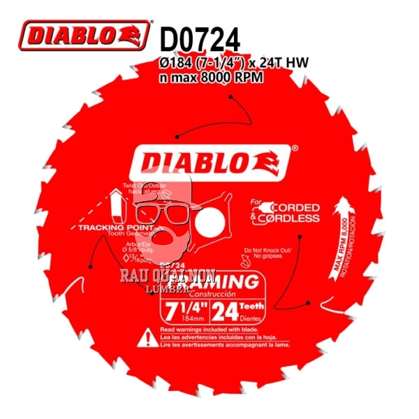 Lưỡi Cưa Gỗ Hợp Kim Diablo 184 x 16 mm x 24T Freud D0724
